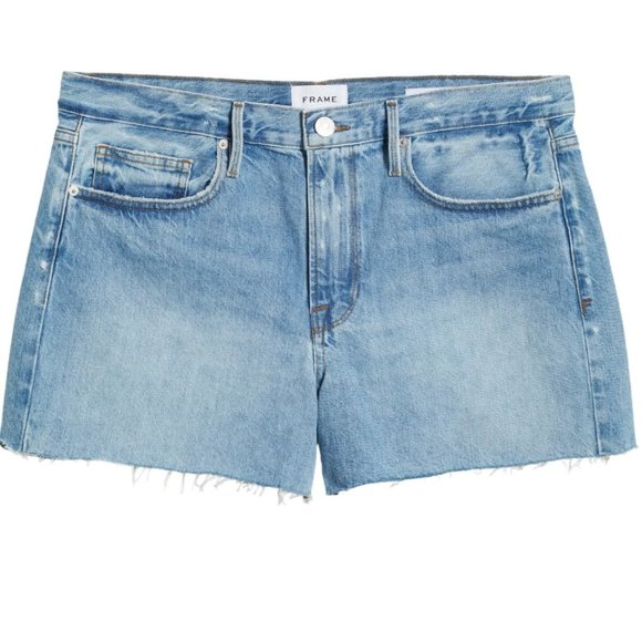 FRAME Le Brigette High Waist Raw Edge Denim Shorts - Picture 2 of 11